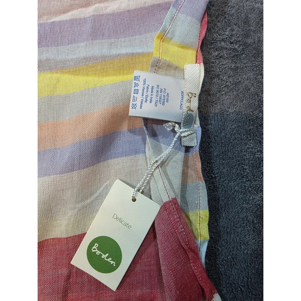 Boden Multi Color Striped Scarf 100% Viscose Lightweight Delicate NEW